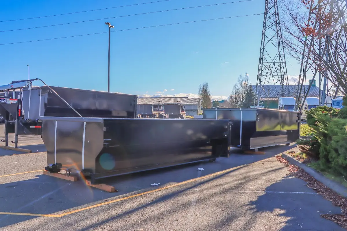 Roll-off dumpster ready for waste disposal at job site for Roll Off Dumpster Rental in West Greenwich